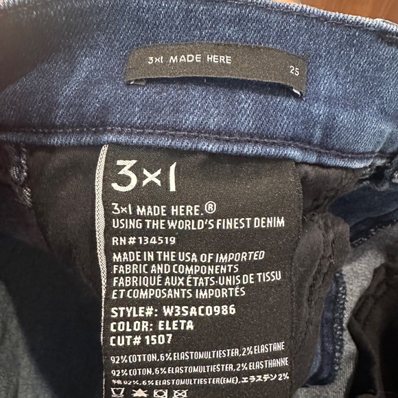 3x1 NYC Eleta 1507 Dark Wash Straight Leg Raw Hem High Waist Jeans Size 25 - Picture 10 of 11